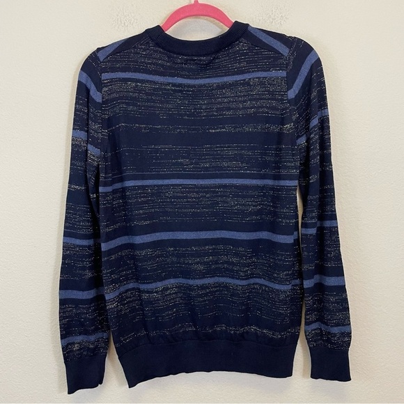Mih Jeans Merino Wool Shimmer Crew Neck Lightweight Sweater Navy Size S - Picture 7 of 9